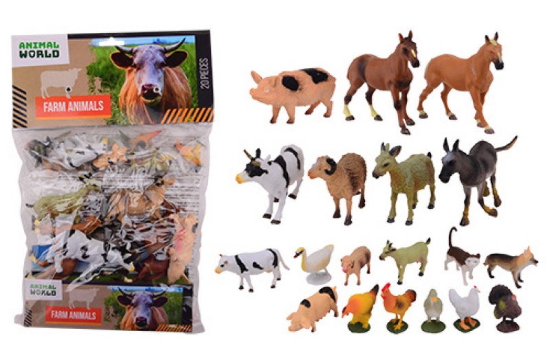 Load image into Gallery viewer, Johntoy boerderijdieren - 20 stuks in zak - dieren speelgoed
