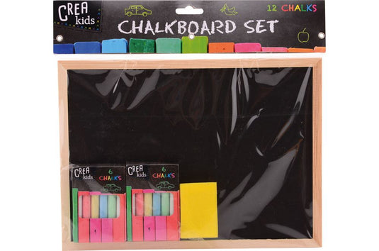 Johntoy krijtbord crea kids 29x21 cm met accessoires.