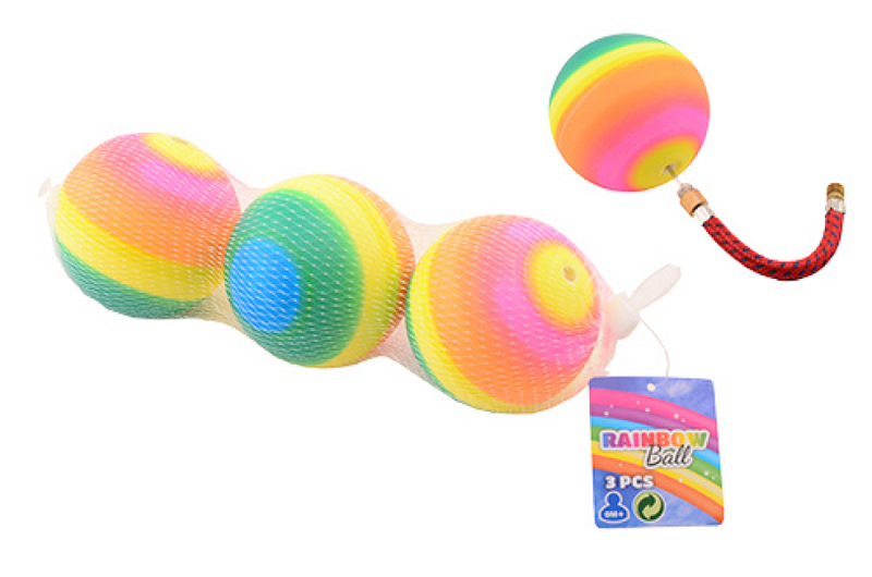 Load image into Gallery viewer, Johntoy regenboog ballen 3 stuks in net 8cm
