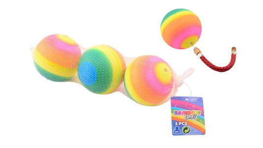 Johntoy regenboogballen 3 stuks in net. 8 cm. 3+