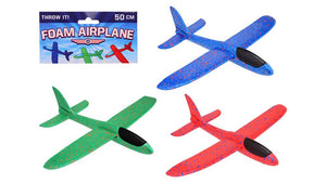 Foam vliegtuig in zak, 3 assortie. 12x5x