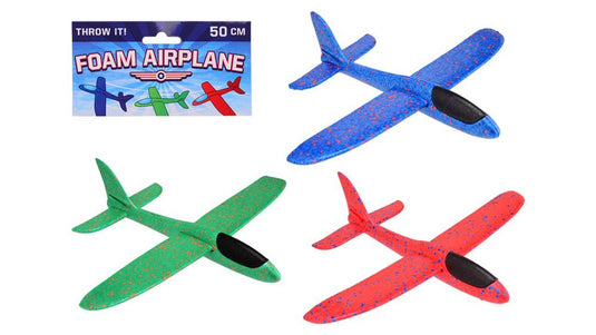 Foam vliegtuig in zak, 3 assortie. 12x5x