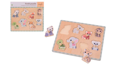 Jouéco houten dierenpuzzel wildies family - educatief speelgoed.