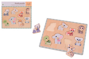 Joueco jouéco houten dierenpuzzel wildies family - educatief speelgoed.