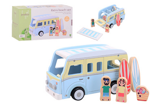 Joueco houten retro strandbus met accessoires