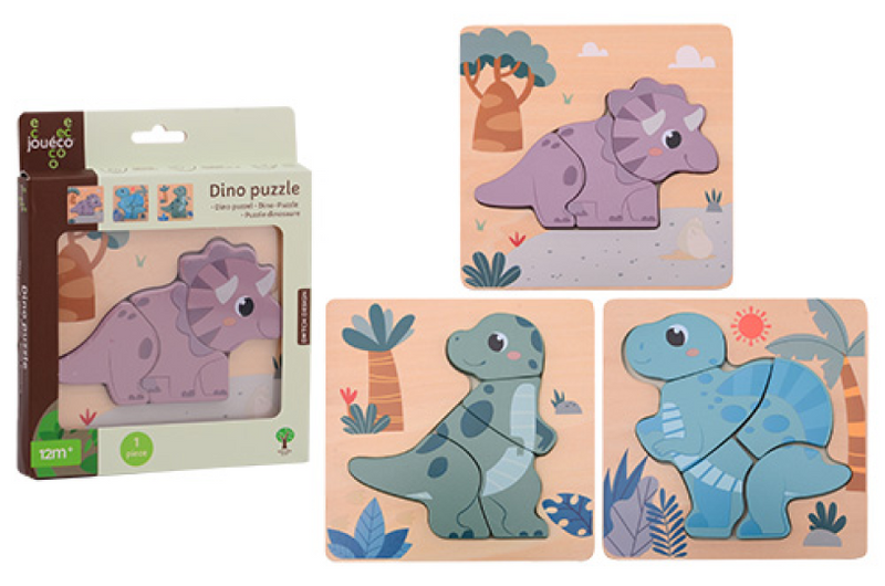 Load image into Gallery viewer, Joueco houten dino puzzel.
