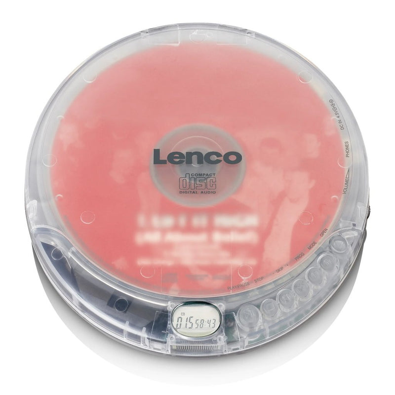 Load image into Gallery viewer, Lenco Lenco CD-012TR Portable CD Speler met Oplaadfunctie Transparant
