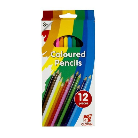 Clown lange kleurpotloden 12 stuks