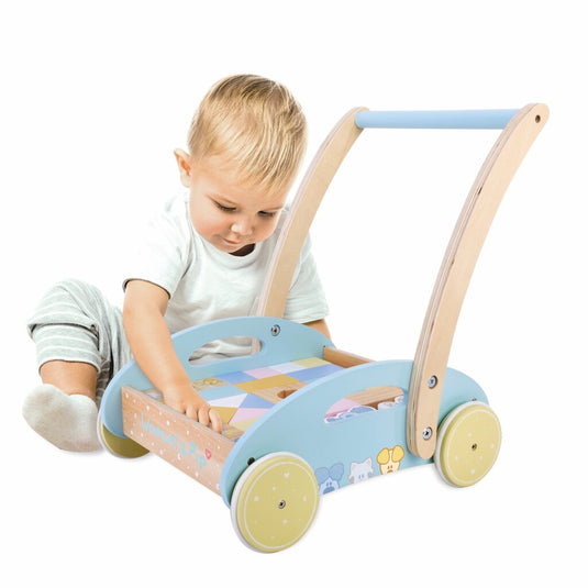 Rubo toys woezel en pip houten blokkenkar 27x35x36 cm
