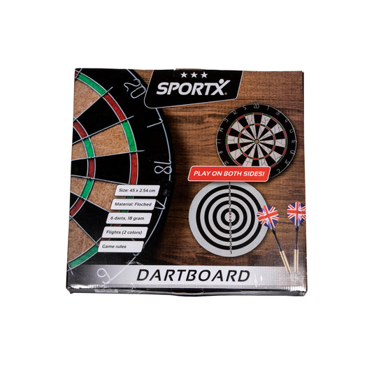 Sportx dartbord flocked met 6 darts