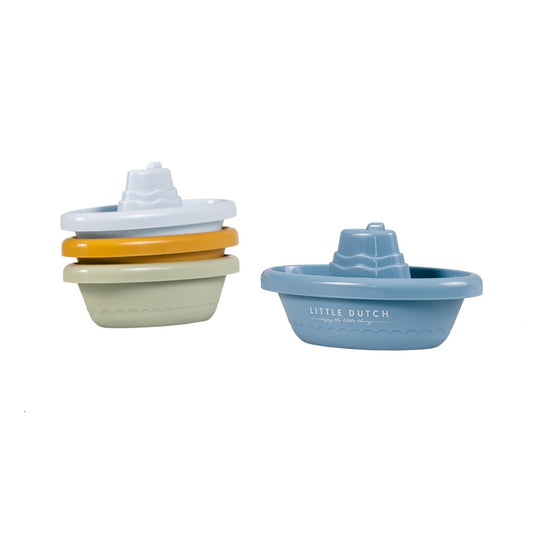 Rubo toys little dutch bad bootjes blauw - badspeeltjes - 4 kleuren - opstapelen - vanaf 18 maanden