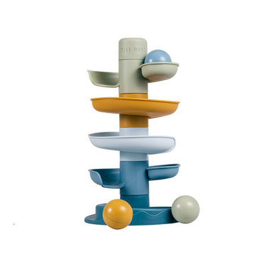 Rubo toys little dutch spiraaltoren blauw - knikkerbaan - 5 delen - 3 ballen - stapeltoren