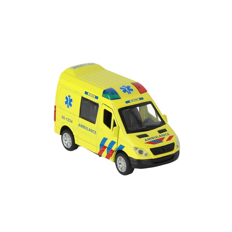 Load image into Gallery viewer, 112 pull-back ambulance bus 1:34 + licht en geluid
