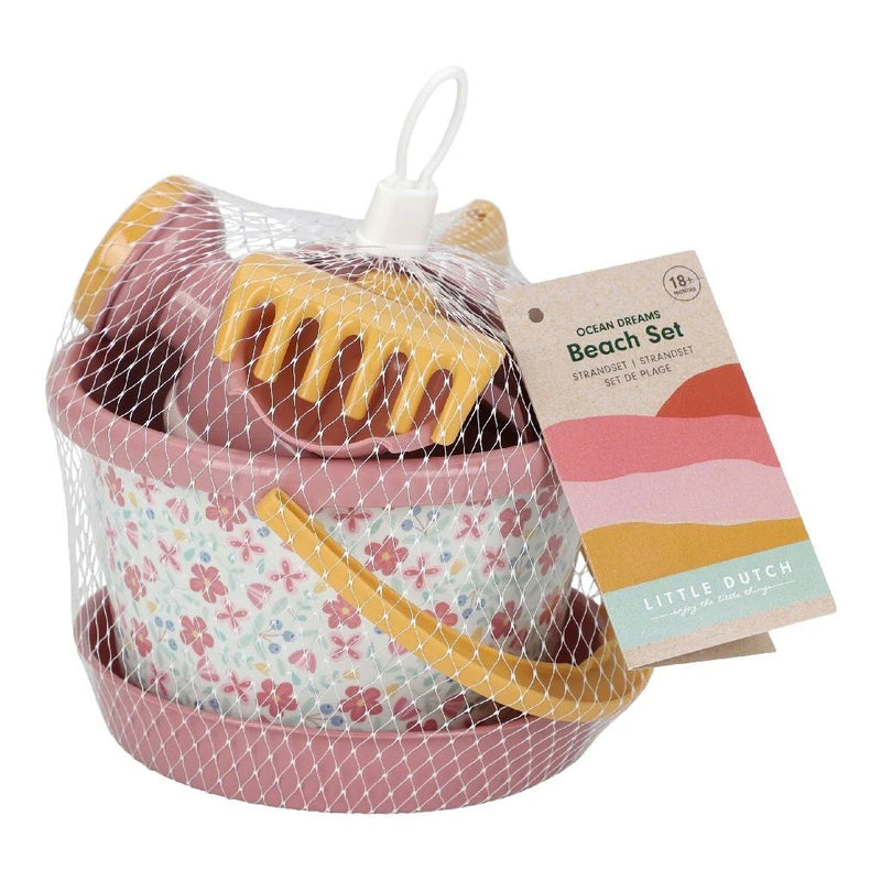 Load image into Gallery viewer, Little dutch pink flower strandset 5-delig roze
