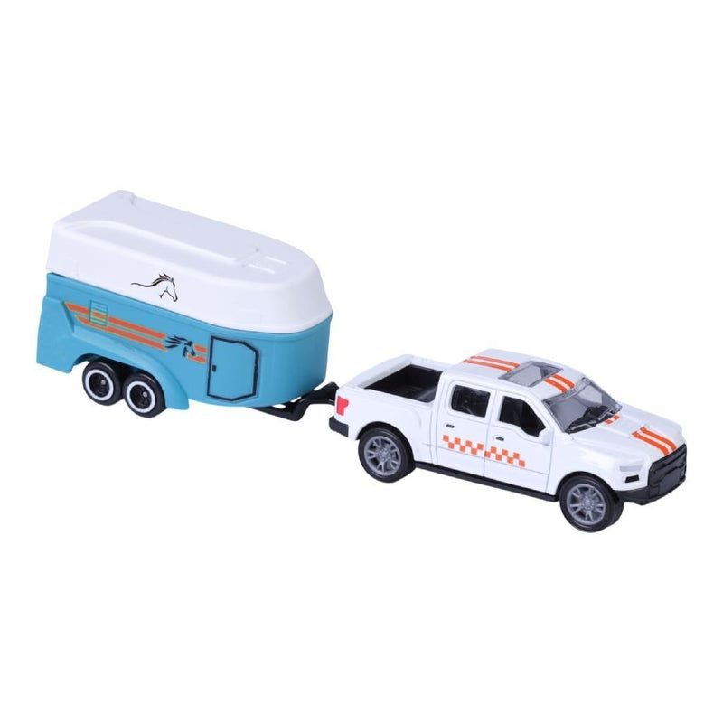 Afbeelding laden in galerijviewer, City car collection die-cast pick-up met paardentrailer 1:50 assorti
