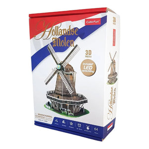 Cubic fun 3d puzzel molen + licht 64 stukjes