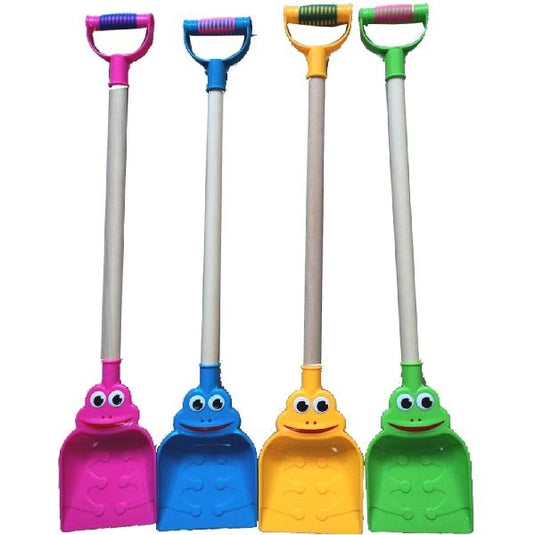 Basic plastic schep kikker met houten steel 76cm