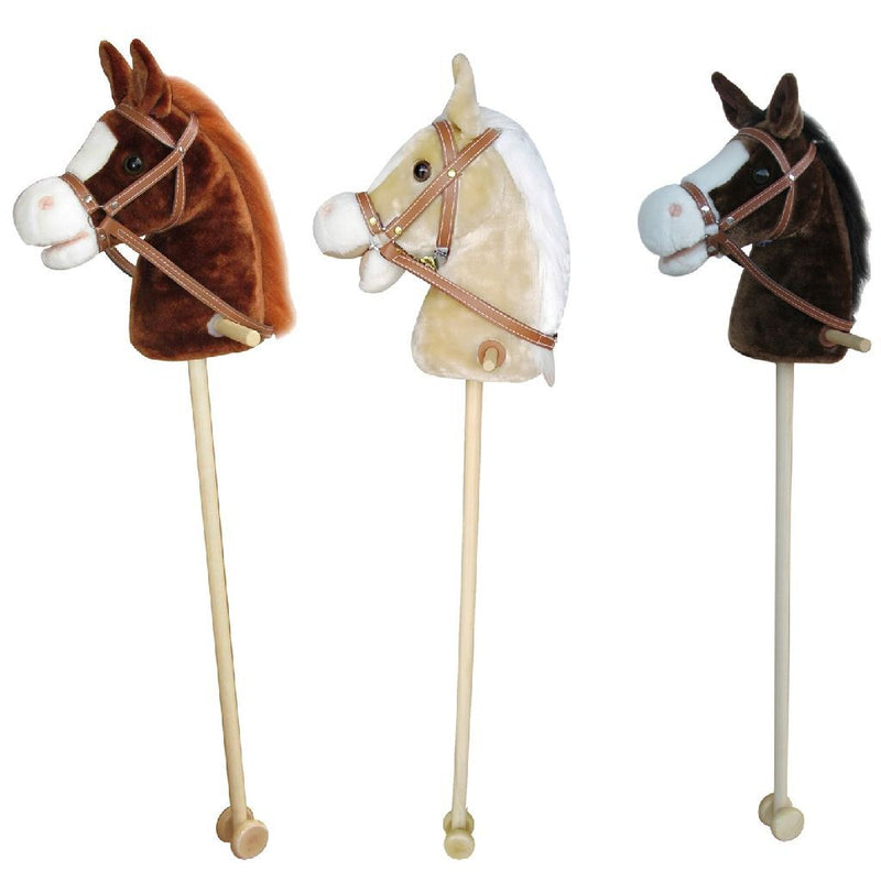 Load image into Gallery viewer, Basic pluchen stokpaard met geluid 97 cm assorti
