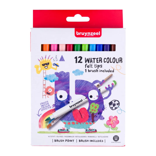 Bruynzeel kids waterverf viltstiften set 12 stuks