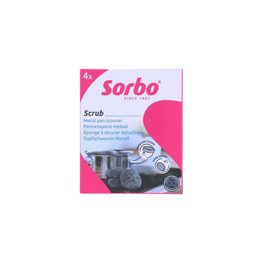 Sorbo rvs schuursponsjes - 4 stuks - metaalspons voor pannen, oven en grill - spons - 40 gram