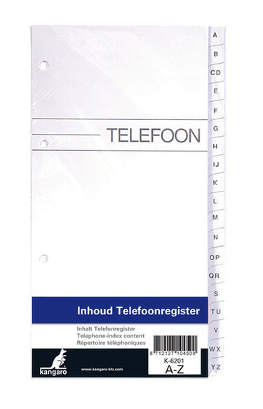 Kangaro k-6201 inhoud tbv telefoonregister a-z 4-gaats
