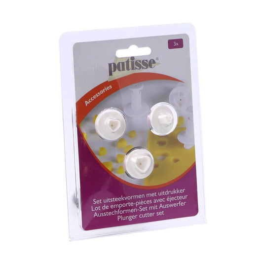 Patisse uitsteekvormen hart met uitdrukker 3-delig wit