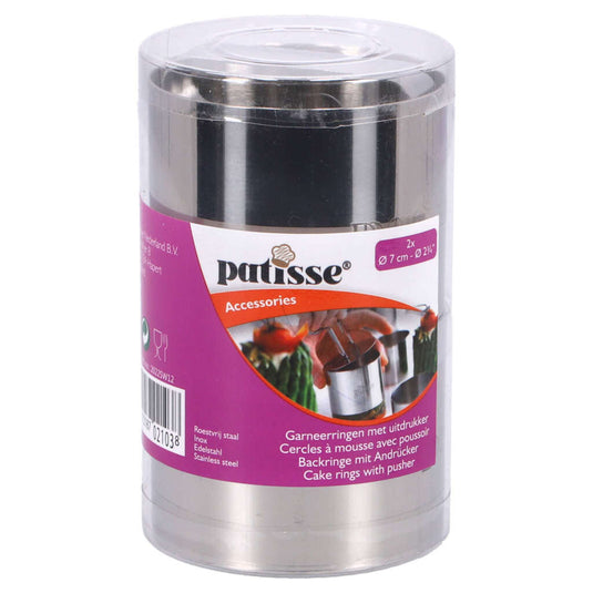 Patisse garneerringen met uitdrukker 7x5.5 cm 3-delig rvs