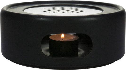 Gusta aardewerk rechaud theelicht fika zwart 17x7 cm