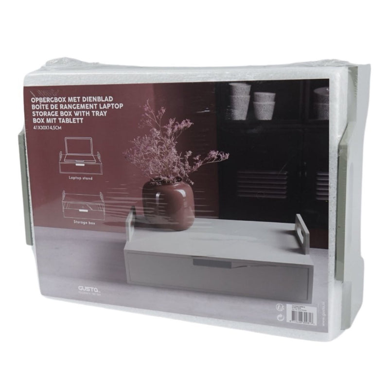Load image into Gallery viewer, Gusta houten laptoptafel 41x30x14.5 cm groengrijs
