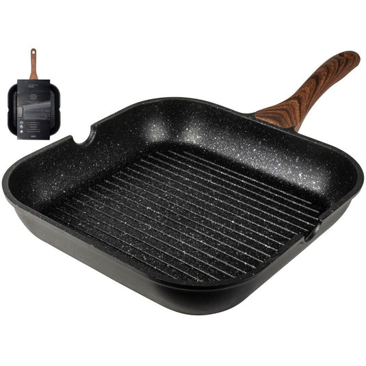 Gusta granito fuerte stone grillpan 28 cm zwart bruin
