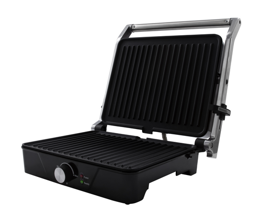 Tomado contactgrill 2000w zwart rvs zwevende bovenplaat