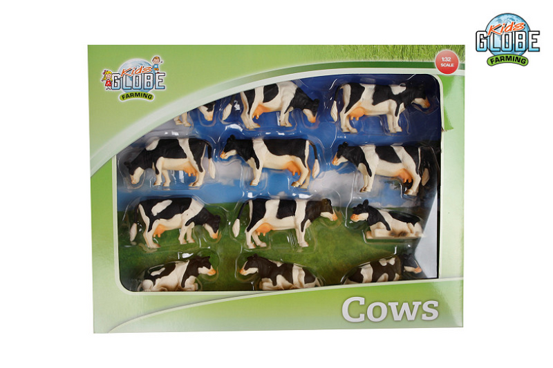 Load image into Gallery viewer, Kids globe koeien zwart wit liggend en staand 12stuks 1:32

