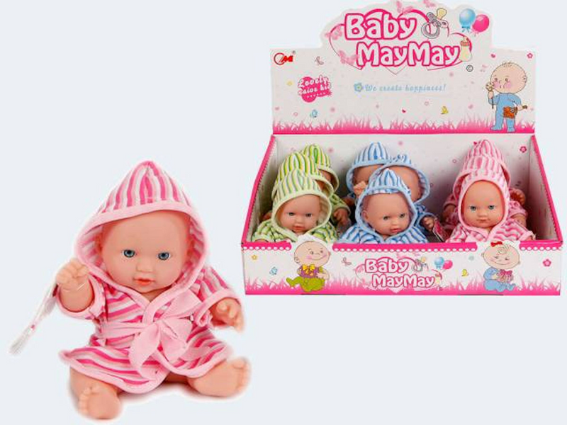 Load image into Gallery viewer, Babypop met badjas 20 cm 3 assorti
