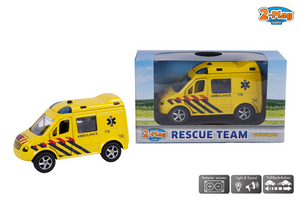 2-play die-cast pull back ambulance nl licht en geluid