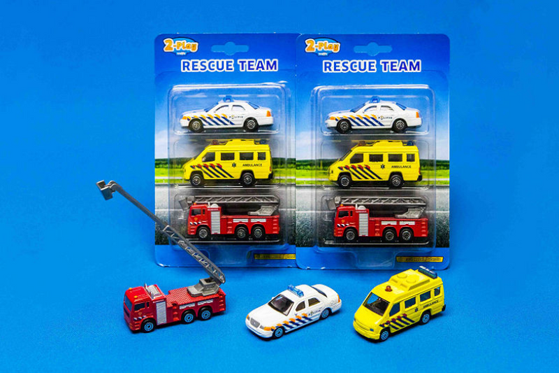 Load image into Gallery viewer, 2-play hulpdienstauto's 8 cm wit geel rood 3-delig

