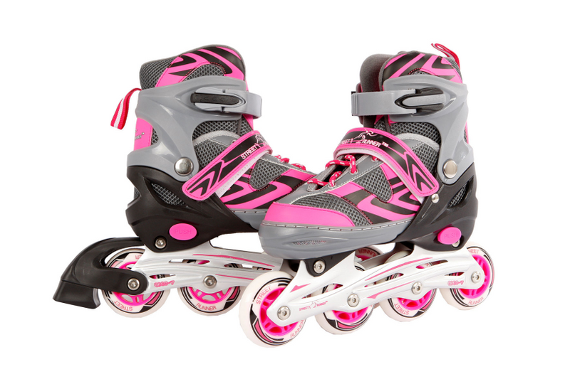 Load image into Gallery viewer, Street rider inlineskates junior aluminium roze grijs mt 29-32
