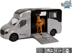Kids globe die-cast paardentruck met licht en geluid grijs