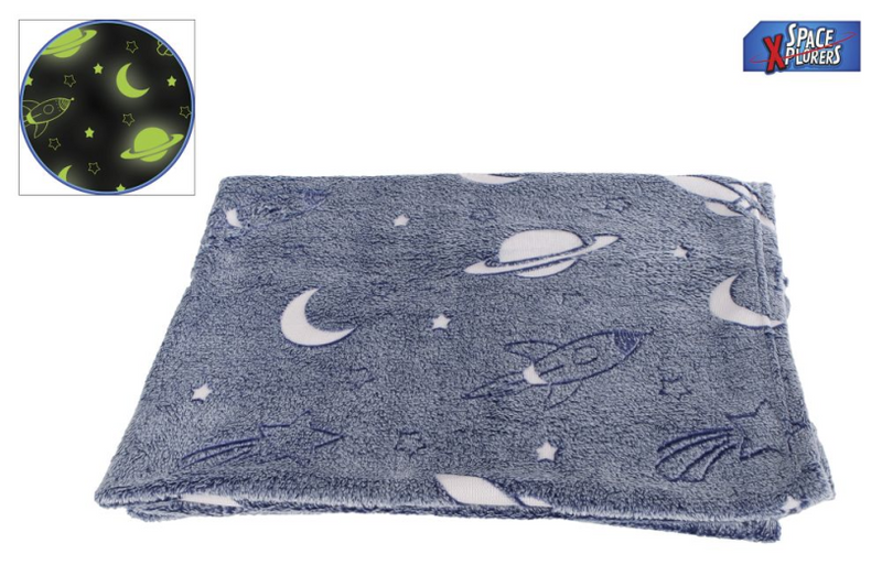 Load image into Gallery viewer, Space xplorers plaid glow in the dark 100x150cm
