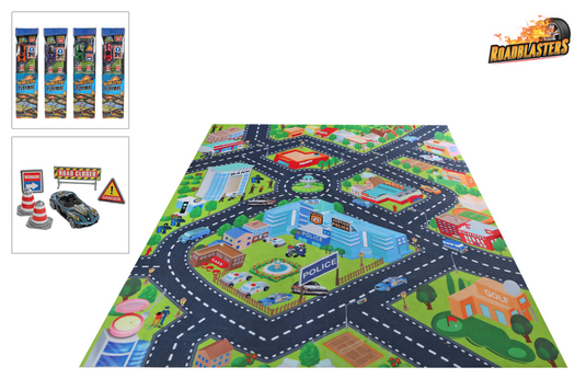 Roadstarblasters verkeerskleed met auto en accessoires