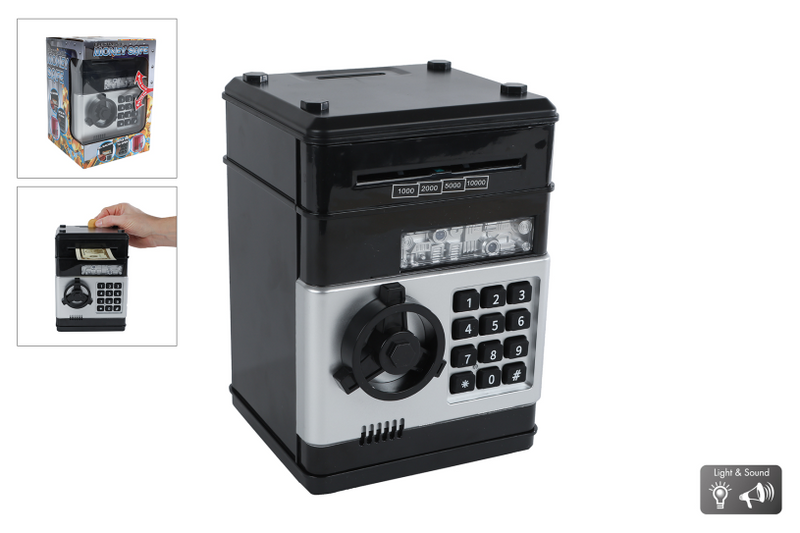 Load image into Gallery viewer, Van manen geldkluis speelgoed met geheime code zwart 19,5cm.
