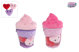 Van manen pluche ijsje knuffel met hartjes - 25cm speelgoed.