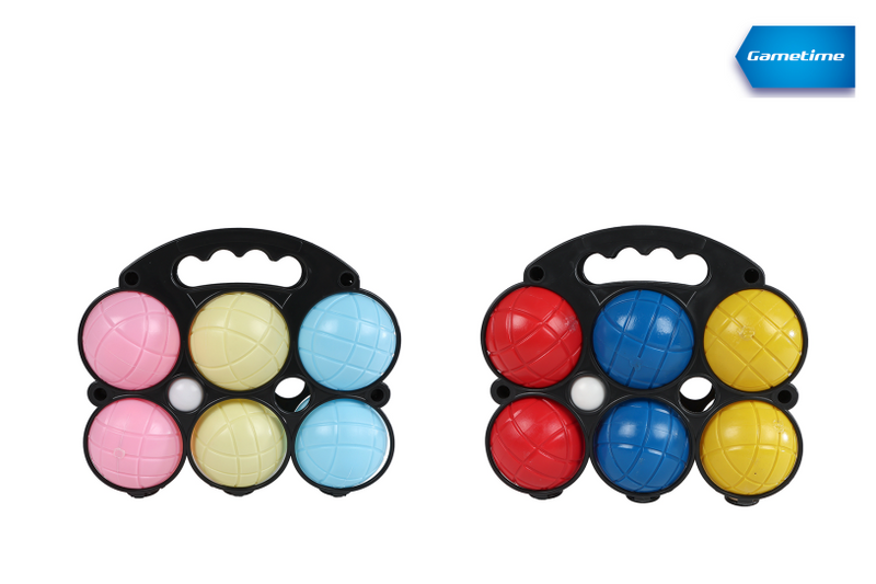 Load image into Gallery viewer, Van manen veenendaal bv lobbes jeu de boules set 6 ballen kunststof kinderspel buitenspeelgoed.
