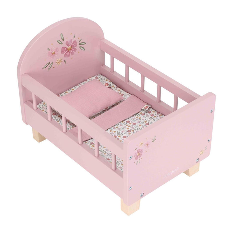 Load image into Gallery viewer, Little dutch poppenbed – soft flowers – roze hout
