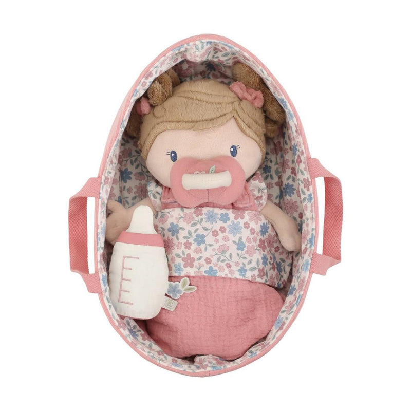 Load image into Gallery viewer, Little dutch babypop in mandje rosa 25cm
