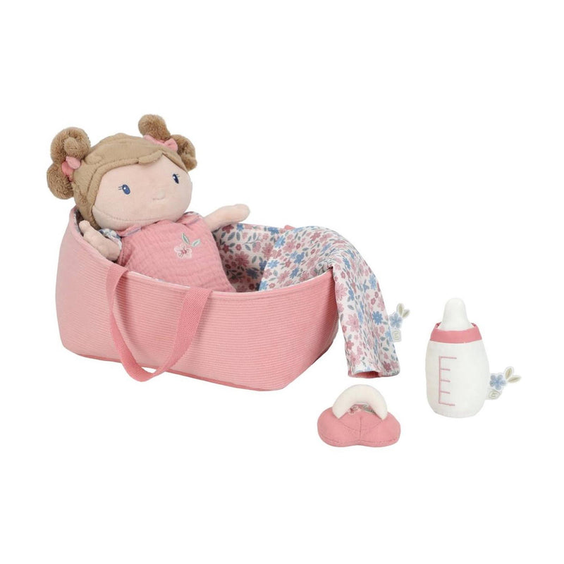 Load image into Gallery viewer, Little dutch babypop in mandje rosa 25cm

