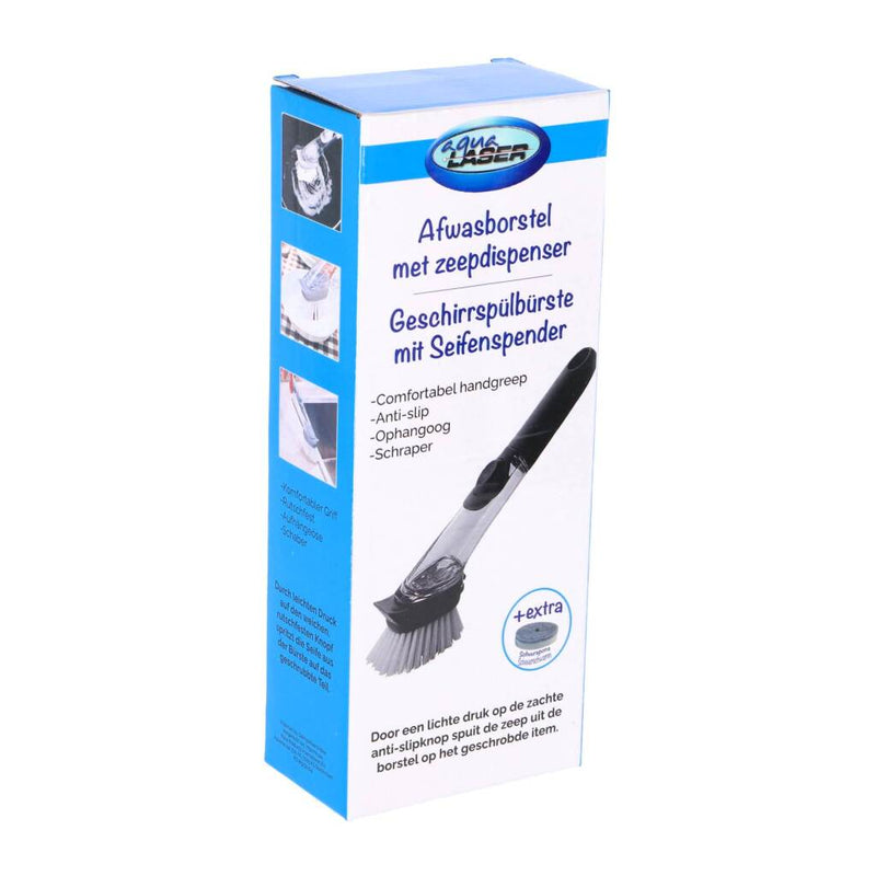 Load image into Gallery viewer, Overige merken aqua laser afwasborstel met dispenser + schuurspons zwart wit
