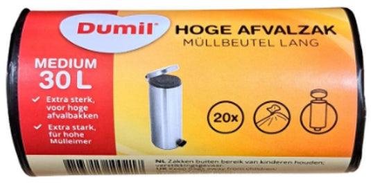 Dumil hoge afvalzakken m 30l rol a 20 stuks