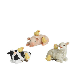 Decoris figuur dier polyresin 18x11,7x13,7cm 3 assorti