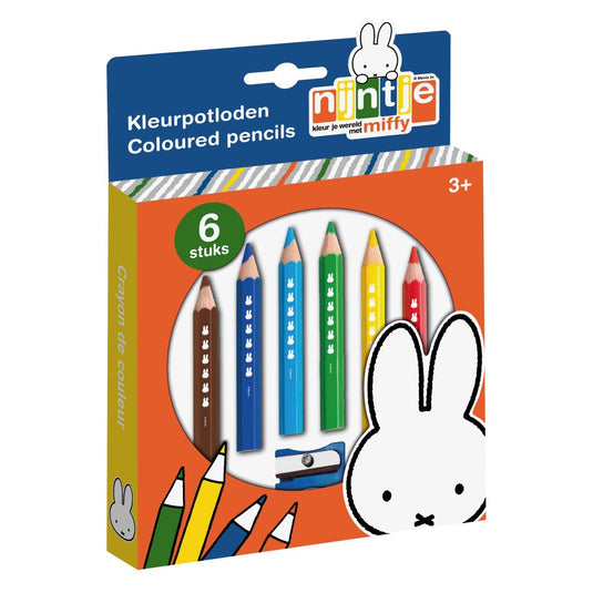 Bambolino nijntje kleurpotloden 6 stuks + puntenslijper