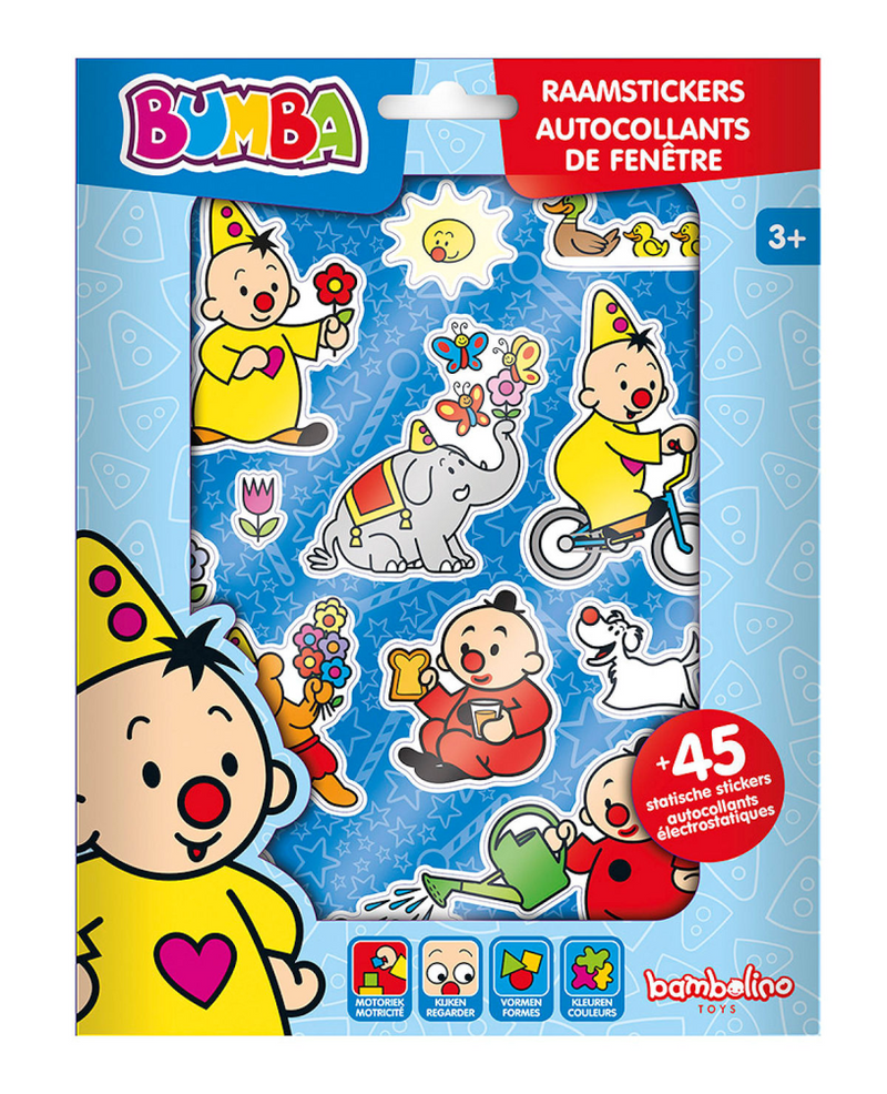Load image into Gallery viewer, Bambolino bumba verplaatsbare raamstickers - 4 vellen - met speelachtergrond - peuter en kleuter speelgoed - knutselen - voor meisjes en jongens - vanaf 3 jaar - speelgoed kinderen - toys
